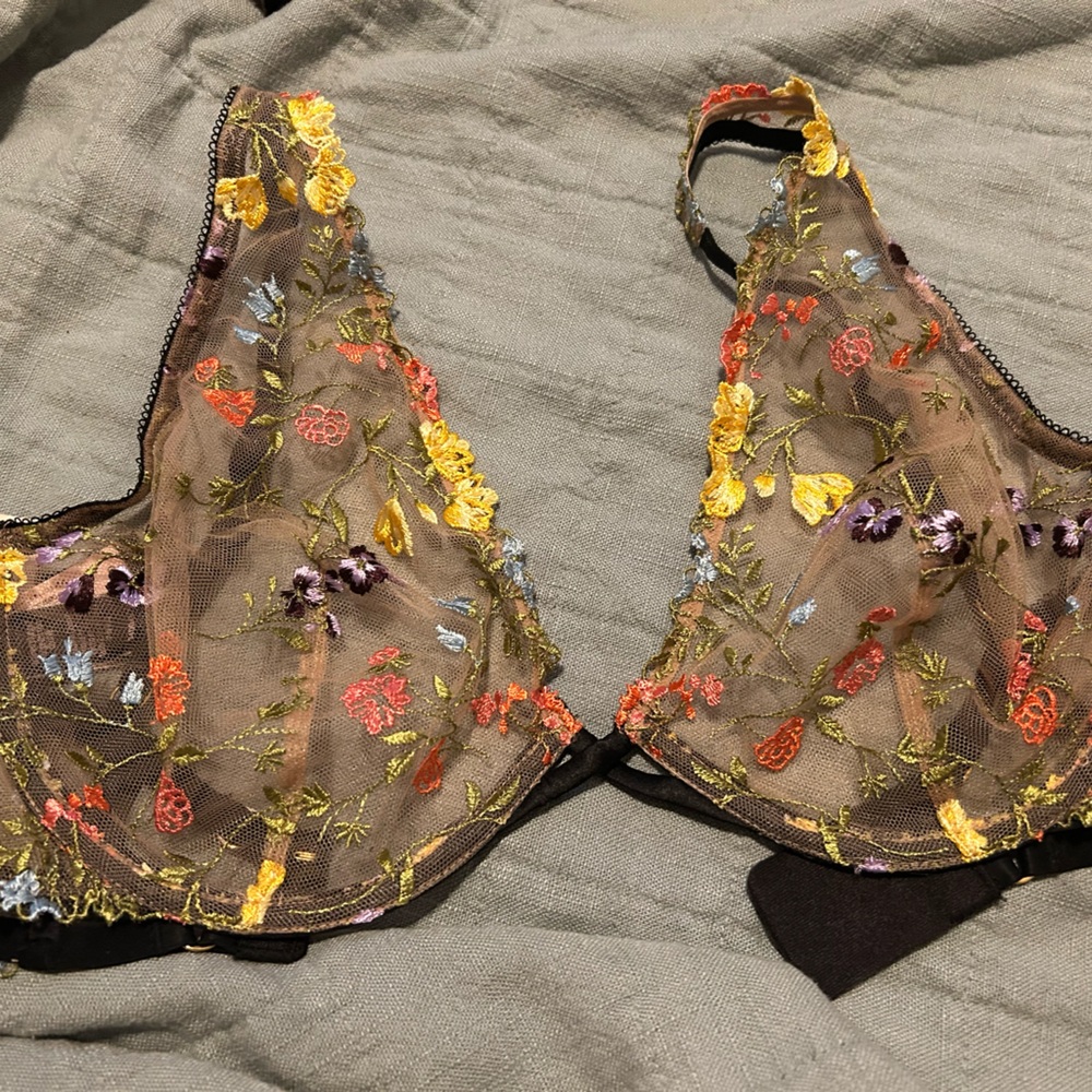 Victoria's Secret Black and Yellow Floral Bra